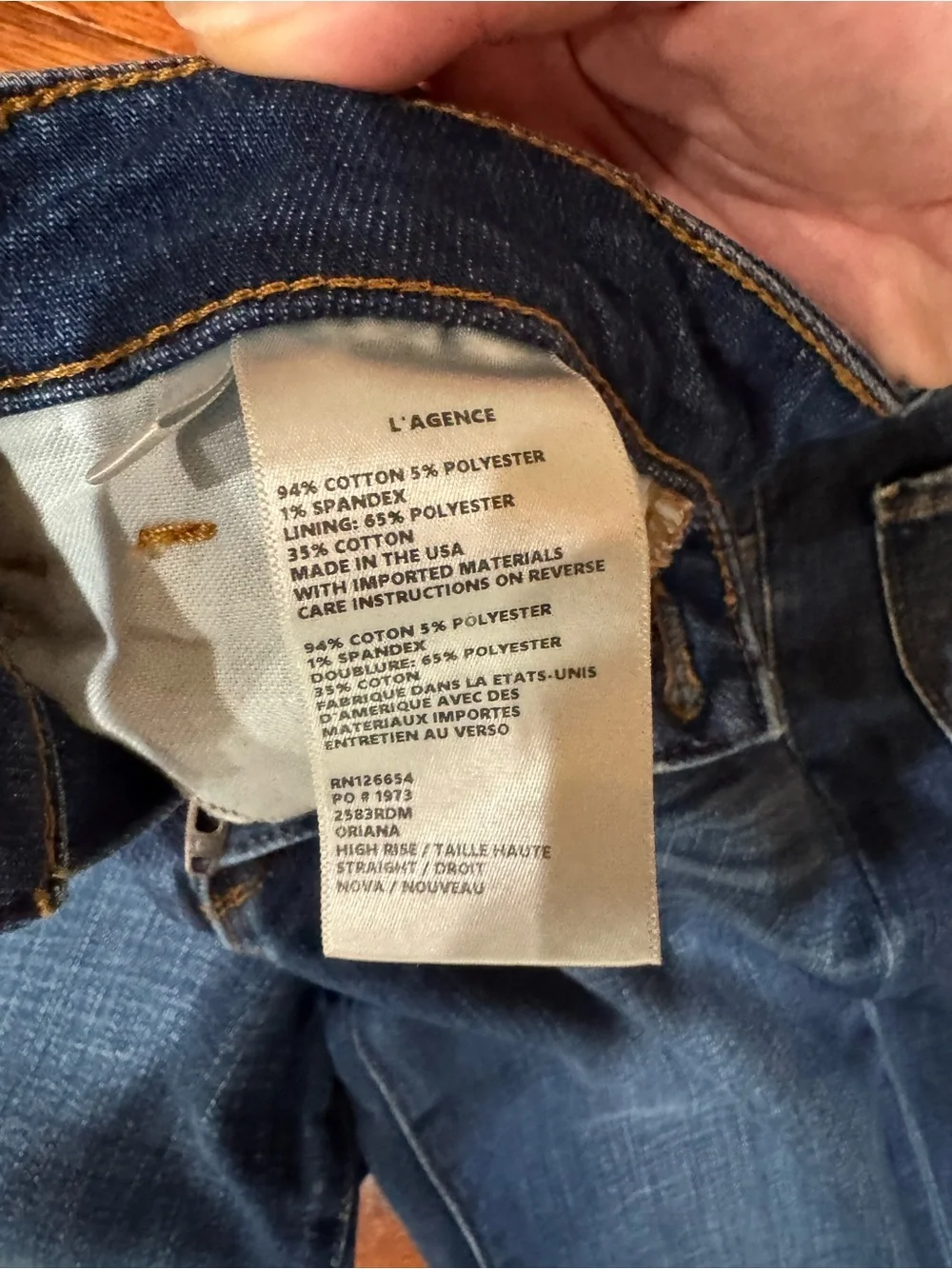 L'Agence Oriana high-rise straight leg jeans in a dark wash Size 24 NWOT